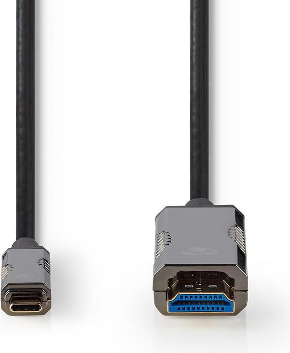 Produktbild Nedis optische USB-Kabel (aktiv) USB-CT Stecker HDMIT Stecker 18 Gbps 30.0 m rund PVC Schwarz Karto (30 m, USB Typ C)