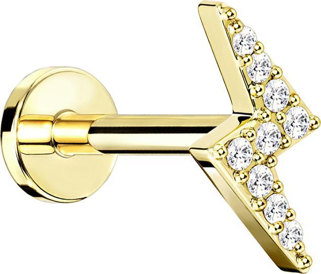 Actual product image Star Piercing Micro Labret Internal Thread Gold Plated Lightning with Crystal (Surgical steel 316L, Brass)