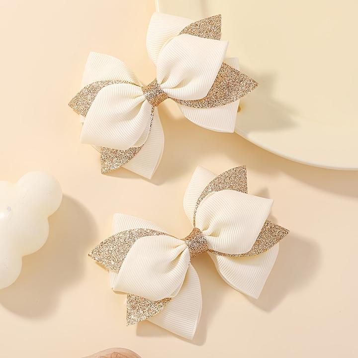 Actual product image Activity Board 2 Stück funkelnde Schleife Haarspange, bedruckter künstlerischer Stoff (2 pcs.)