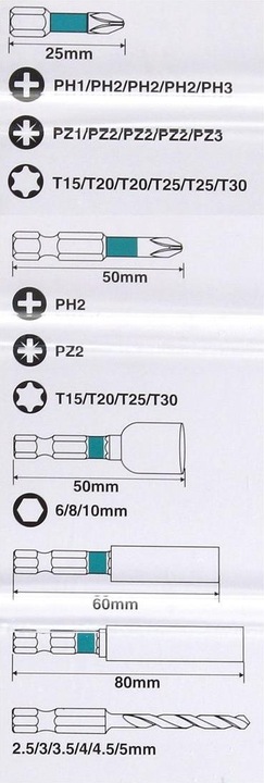 Produktbild Makita Bohrer-Bit-Set (3, 5, 4, 3,5, 2,5, 4,5)