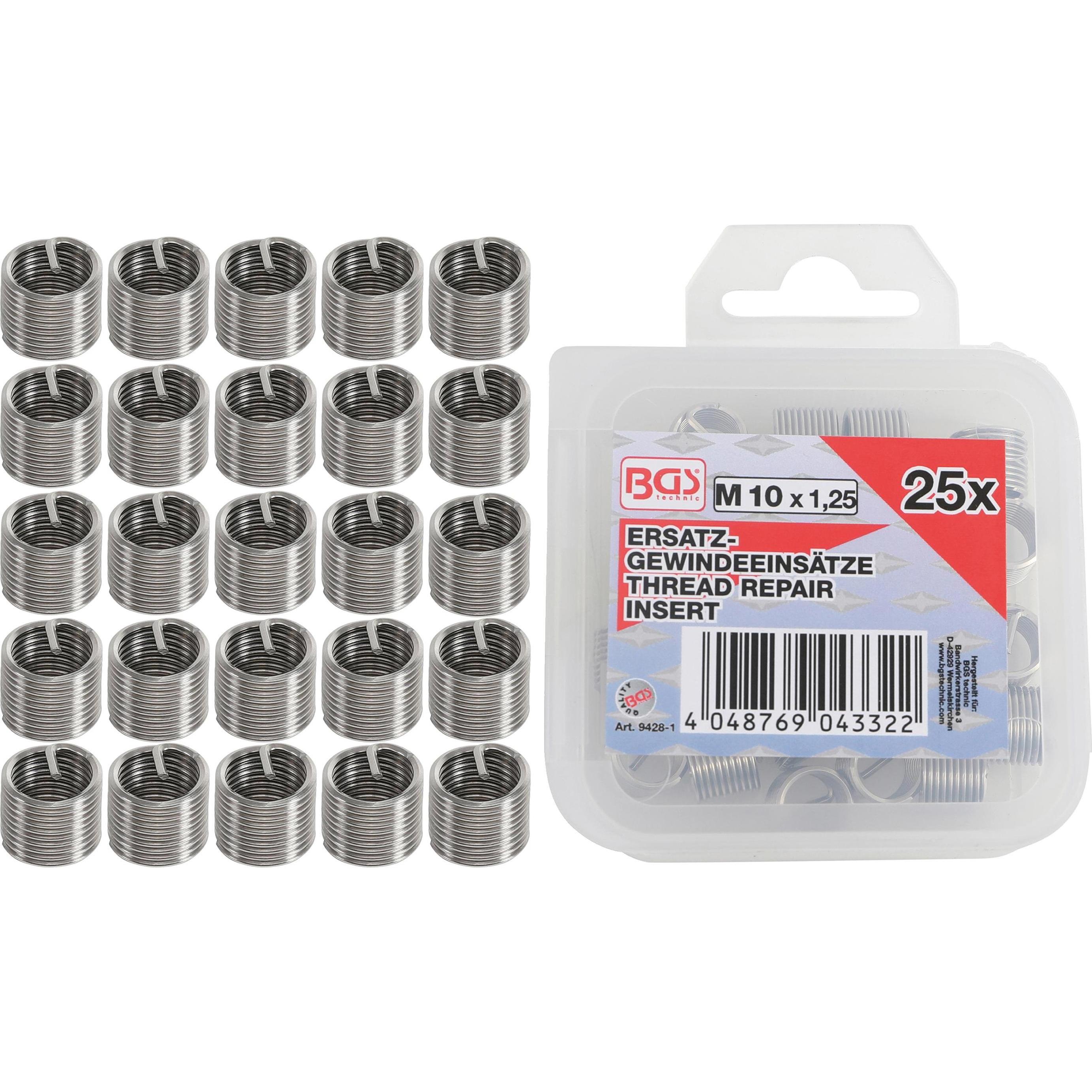 BGS, Gewindeschneider + Gewindebohrer, Ersatz-Gewindeeinsätze M10 x 1,25 mm 25-tlg.