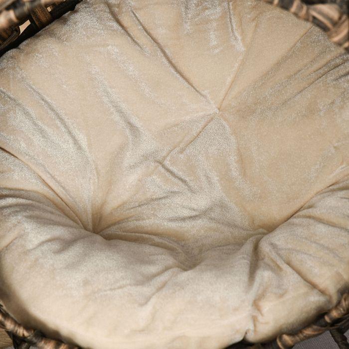 Produktbild Swisshandel24 Katzenhaus aus Rattan mit Kissen Katzenschlafplatz Katzenhöhle mit erhöhten Füssen Braun Ø52 x 58 cm (Katze)