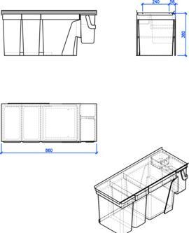 Produktbild Peka Metall Abfallsystem Oeko Universal 40+17+17+6+1.2 l (64.20 l)