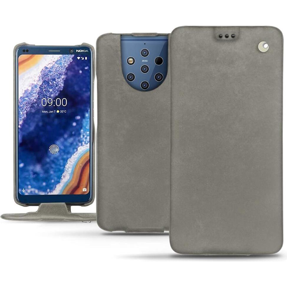 Noreve Lederschutzhülle vertikal (Nokia 9 PureView), Smartphone Hülle, Grau
