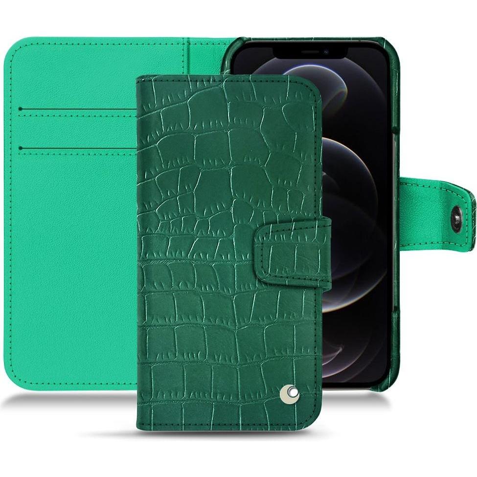 Noreve Lederschutzhülle Wallet (Apple iPhone 12 Pro), Smartphone Hülle, Grün