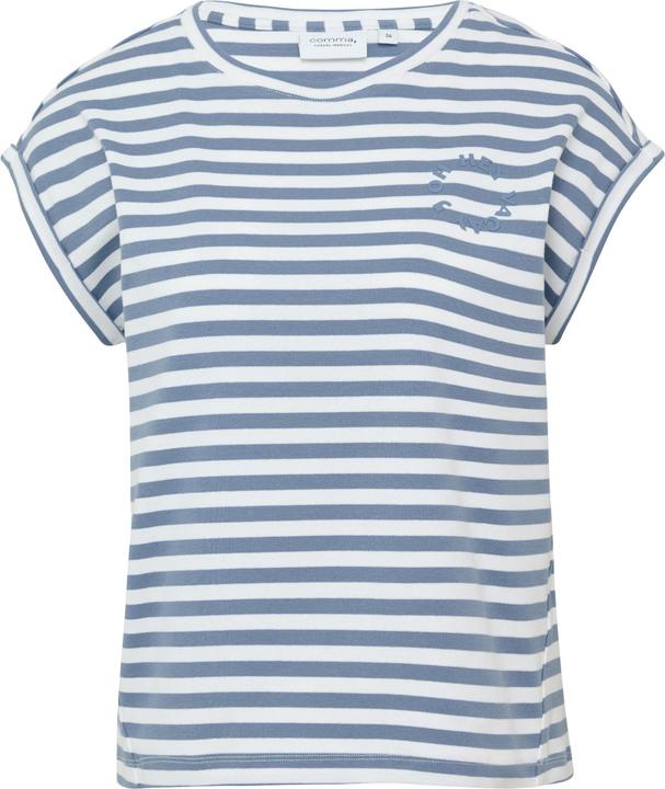Immagine prodotto Comma T-Shirt Gestreiftes Baumwoll-T-Shirt mit überschnittenen Schultern (46)