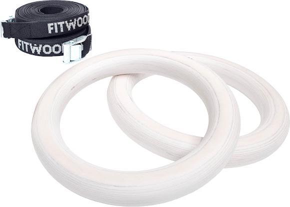Immagine prodotto Fitwood Turnringe Kinder Weiss gewachst - Schwarze Bänder