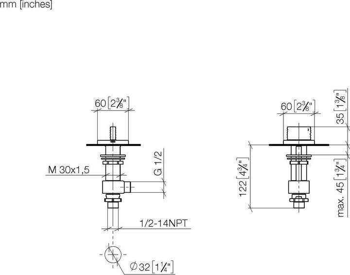 Image du produit Dornbracht CL.1 valve latérale à fermeture gauche, chaude, 1/2/ avec structure WAVES, 20001706"
