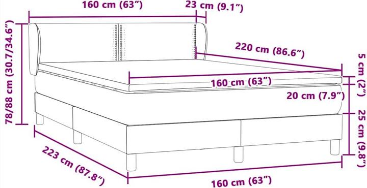 Produktbild vidaXL Boxspringbett (160 x 220 cm)