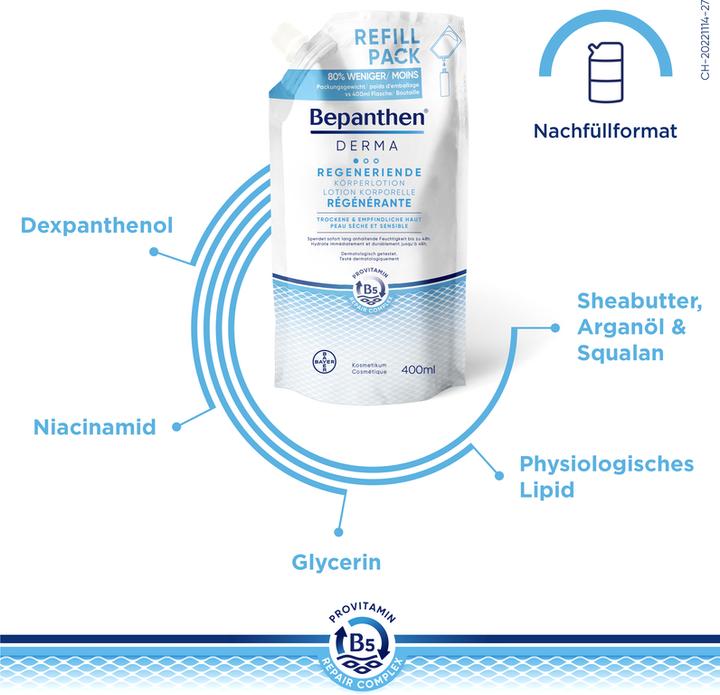 Produktbild Bepanthen Derma Regenerierende Körperlotion - Nachfüllbeutel (Körperlotion, 400 ml)