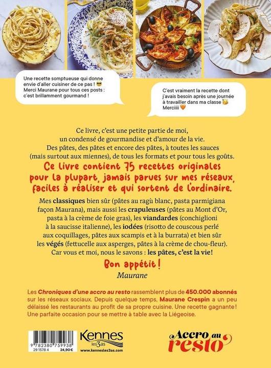 Actual product image Les pâtes, c'est la vie! : accro au resto (French, Crespin Maurane, 2024)