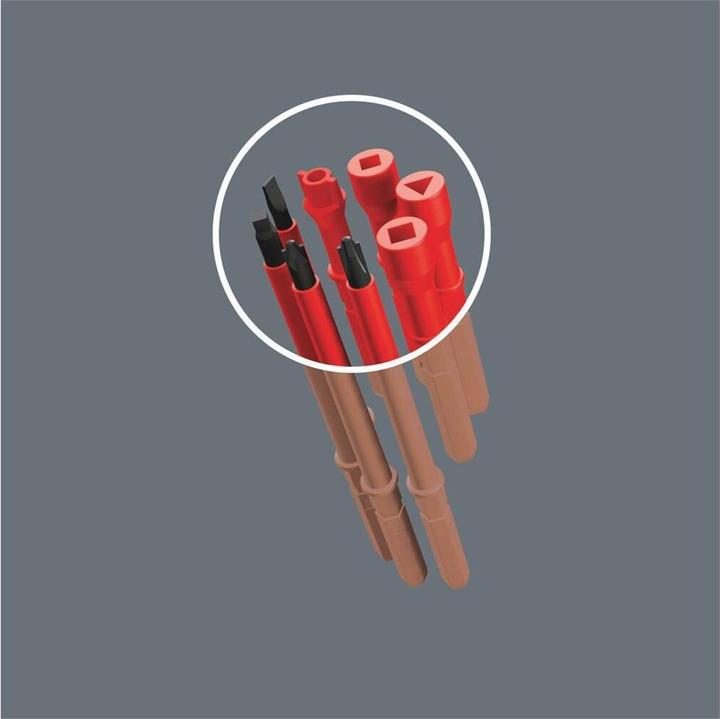 Produktbild Wera VDE Wechselklingen-Set 18teili (Schlitz, Phillipps-Kreuzschlitz (PH), Pozidriv-Kreuzschlitz (PZ), Doppelbart, Aussenvierkant)