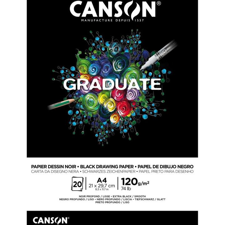 Actual product image Canson Drawing Pad Graduate A4 Black (A4, Plain)
