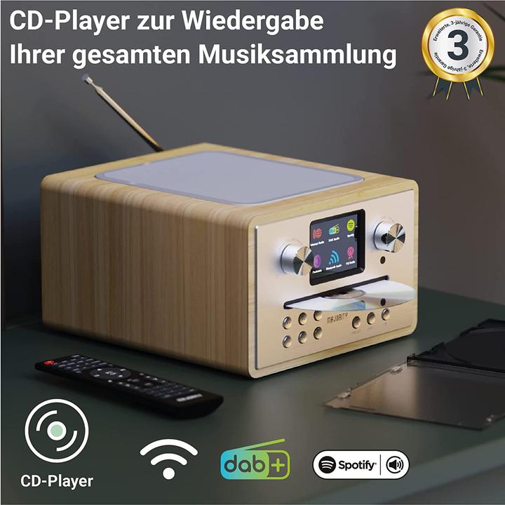 Produktbild Majority Homerton 2 Internet, Bluetooth, DAB en FM Radio + CD Speler - Eikenkleur (FM, DAB+, WLAN, Bluetooth)