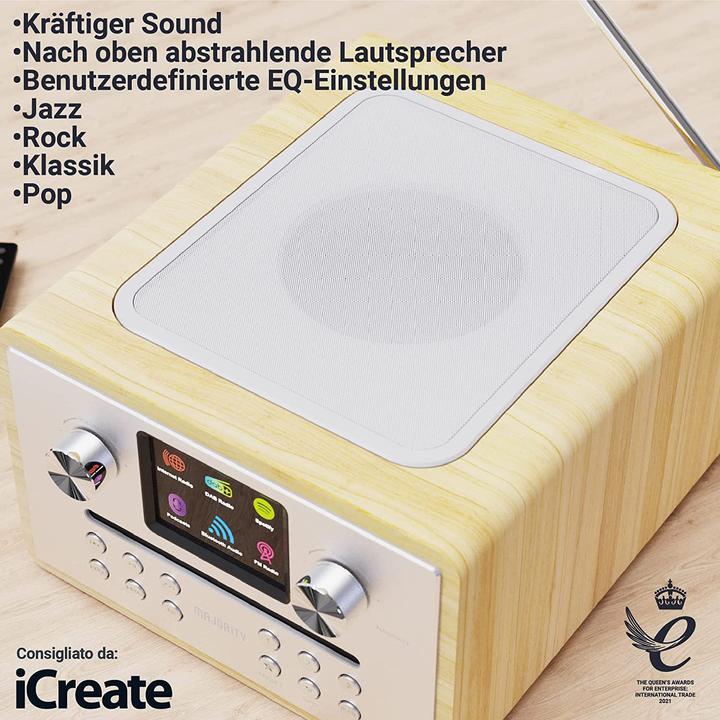 Produktbild Majority Homerton 2 Internet, Bluetooth, DAB en FM Radio + CD Speler - Eikenkleur (FM, DAB+, WLAN, Bluetooth)