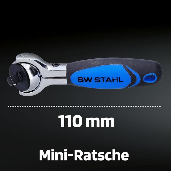 Actual product image SW-Stahl 05715L Reversible ratchet 1/4 inch I 270 degree swivelling head I Mini ratchet I fine-toothed with (1/4")