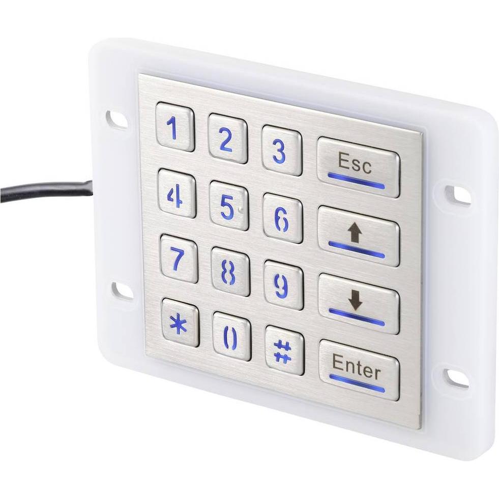 Renkforce RF-KP-500 USB Nummernblock IP68 Wasserdicht und staubgeschützt, Beleuc (US, Kabelgebunden), Tastatur, Silber