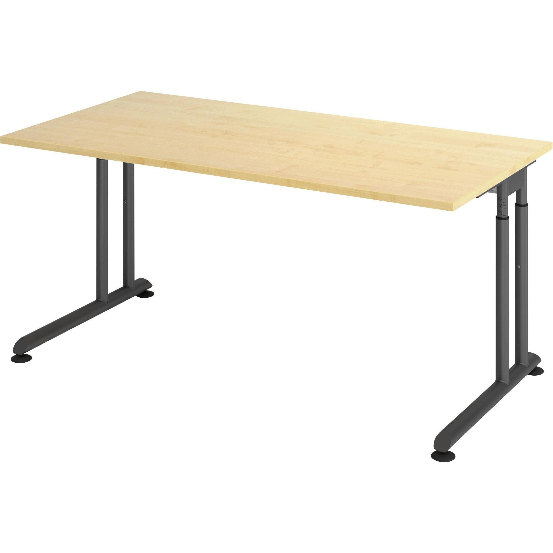 Escritorio, Schreibtisch, Schreibtisch C-Fuss 160x80cm Ahorn/Graphit (160 x 80 cm)