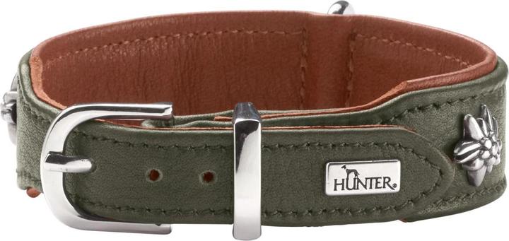 Immagine prodotto Hunter Collare Monaco 42/S, pelle di vacchetta, verde/cognac, circonferenza del collo (42, Cane, Generale)