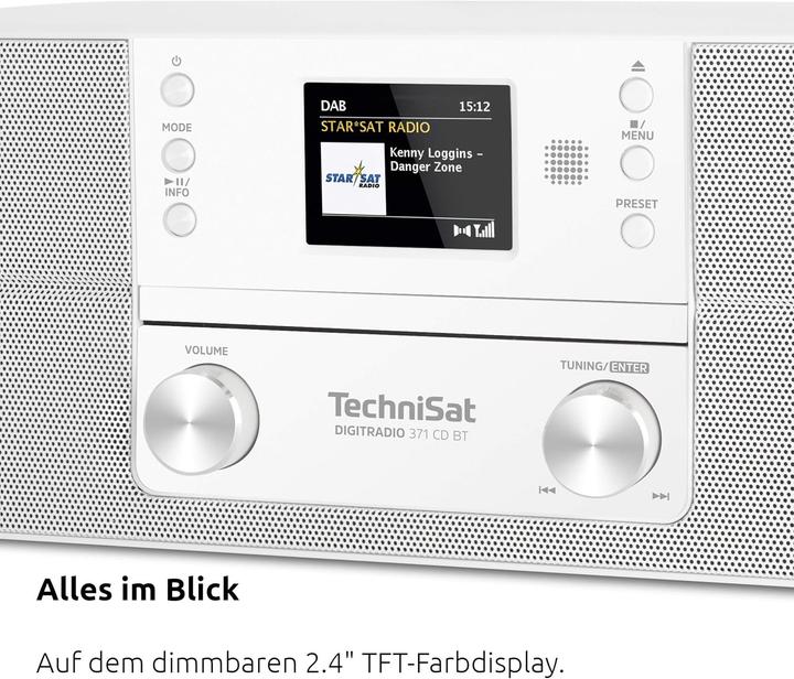 Produktbild TechniSat Grotuvas DIGITRADIO 371 CD BT (balta, DAB, FM, CD, Bluetooth) (DAB, DAB+, FM, Bluetooth)