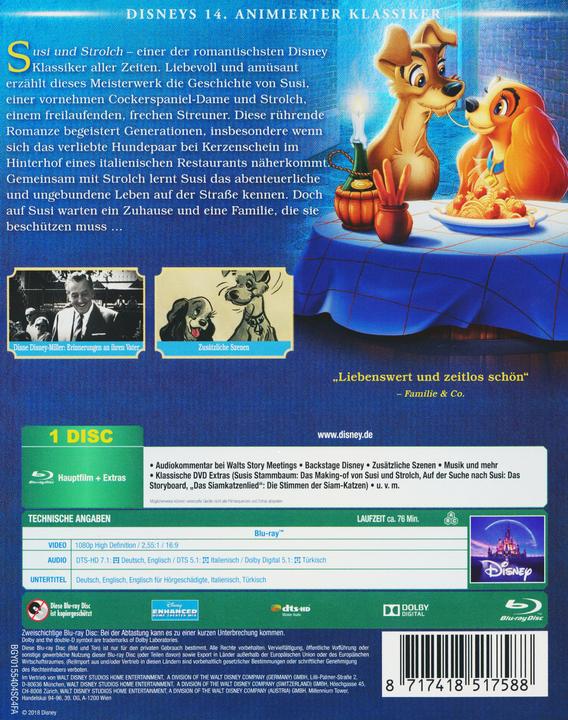 Produktbild Disney Interactive Studios Susi und Strolch (Blu-ray, 1955, Deutsch)
