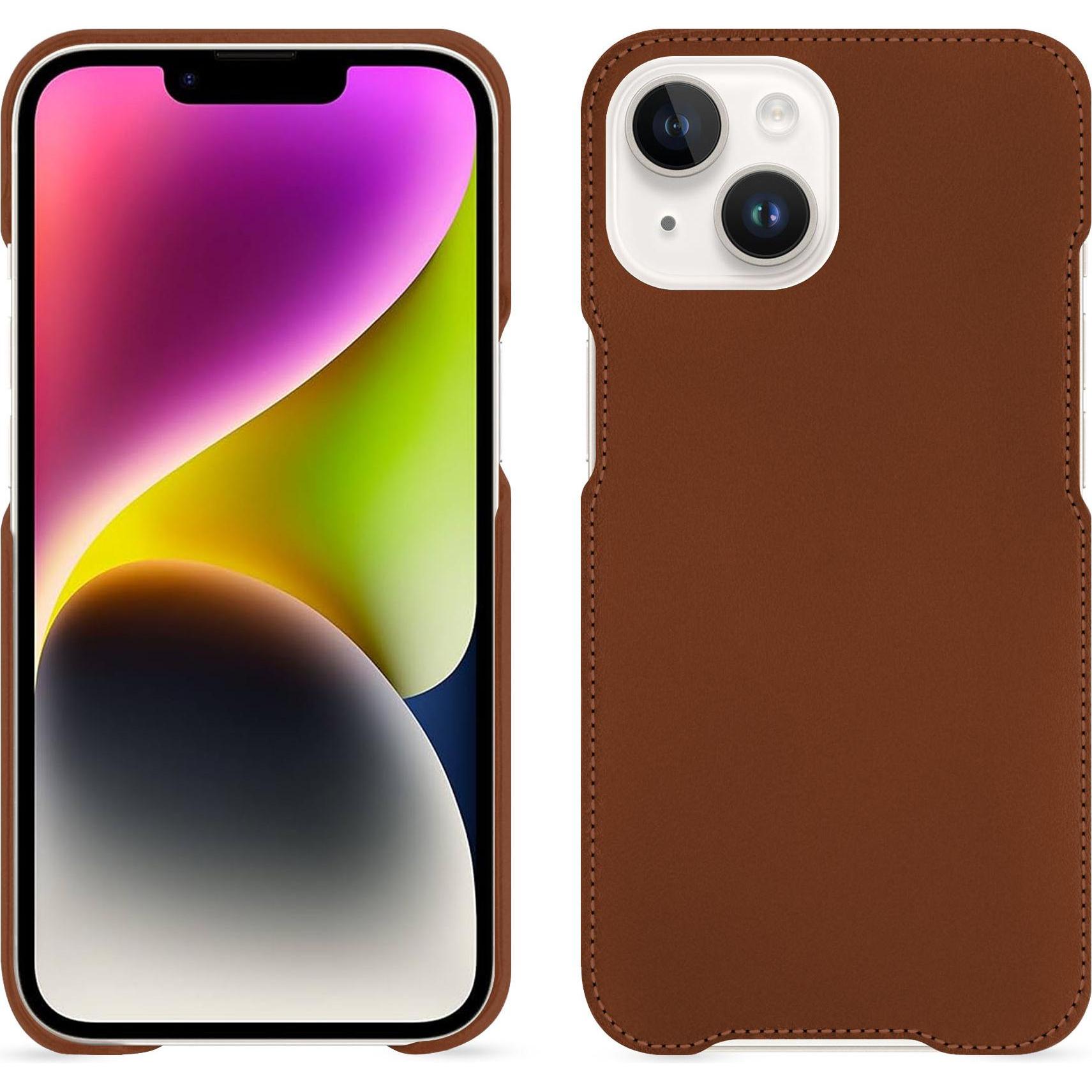 Noreve Lederschutzhülle (Apple iPhone 15 Plus), Smartphone Hülle, Braun