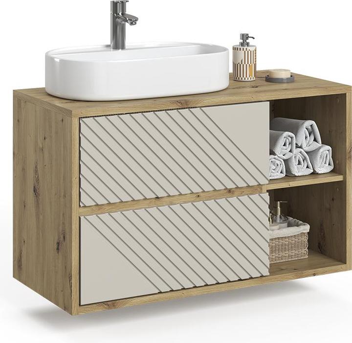 Produktbild Vicco Waschbeckenunterschrank Viola, Artisan-Eiche/Cashmere, 100 x 60 cm mit 2 Schubladen (100 x 45.50 x 60 cm)