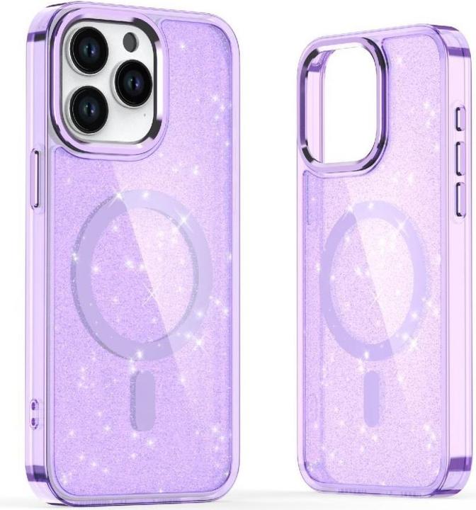 Actual product image Hurtel Glitter Case MagSafe for iPhone 16 Plus - purple with glitter (Apple iPhone 16 Plus)