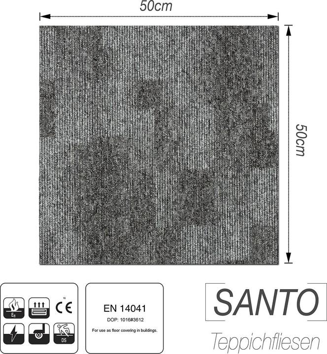 Produktbild Floordirekt Teppichfliese SantoGrau 76, 50 x 50 cm (50 x 50 cm)