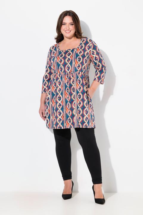 Produktbild Ulla Popken Longshirt, bedruckt, A-Linie, V-Ausschnitt, 3/4-Arm (58)