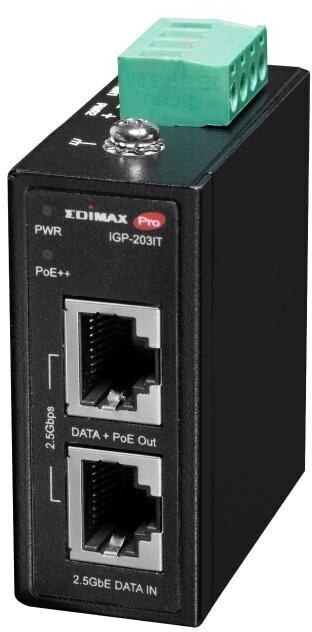 Actual product image edimax Industrie 2.5 Gigabit 90W PoE++ DIN-Rail Injektor (802.3af (PoE), 802.3at (PoE+), 802.3bt (PoE++), 90 W)