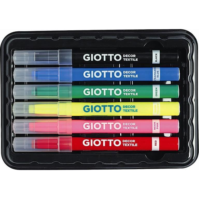 Thumbnail - 6x Giotto, Marker, Fasermaler 'Decor Textile' (125 mm, 6 x)