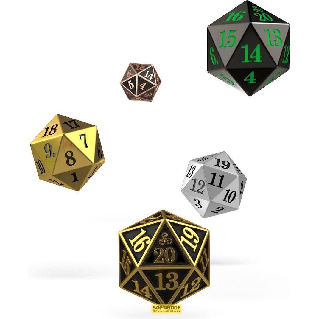 Oakie Doakie Dice Würfel 5 W20 Spindown-Würfel Set Metal