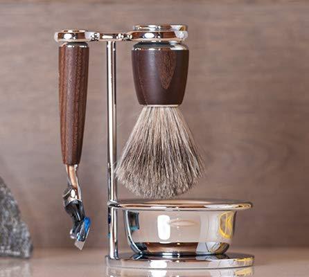 Actual product image Mühle Shaving set, 4-piece with bowl, shaving brush with black fibre, 5-blade razor