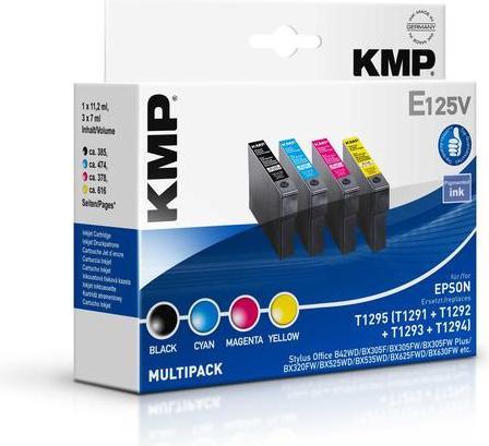 Produktbild KMP E125V Multipack BK/C/M/Y kompatibel mit Epson T 129 (M, C, Y, BK)