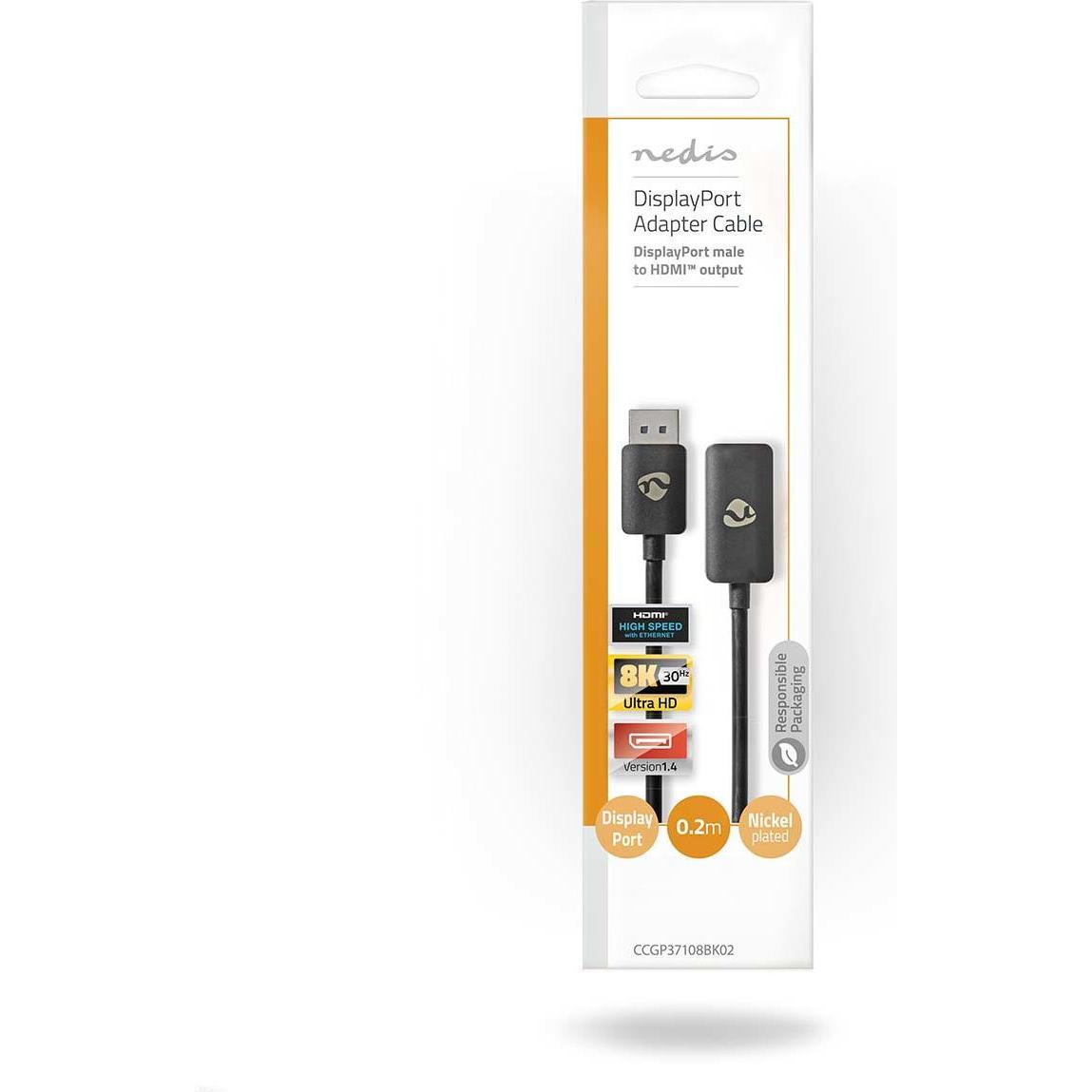 Thumbnail - Nedis Displayport-Adapter DisplayPort Stecker HDMI™ Ausgang 8K@30Hz Vernickelt Gerade 0. (0.20 m, DisplayPort), Video Ka...