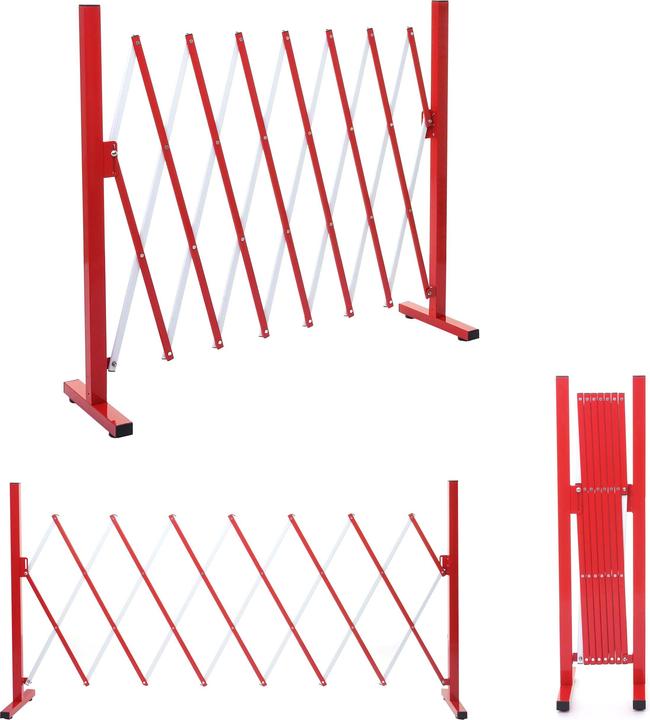 Actual product image Swisshandel24 Barrier grille, scissor-type fence, extendable, aluminium red-white - height 103cm, width 28-200 (28 cm)