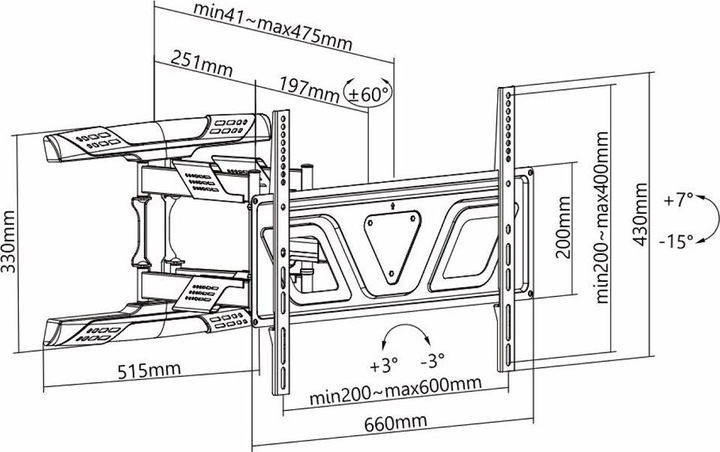 Actual product image Maclean MC-832 - VESA Screen/TV Mount, 37-80", black, 45 kg (Wall, 80", 45 kg)
