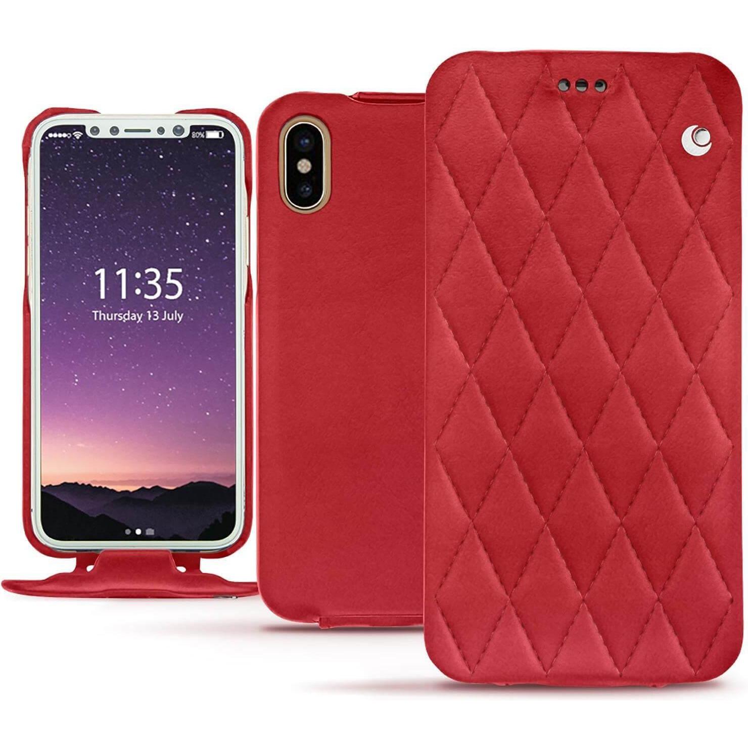 Thumbnail - Noreve Lederschutzhülle vertikal (Apple iPhone XS), Smartphone Hülle, Rot