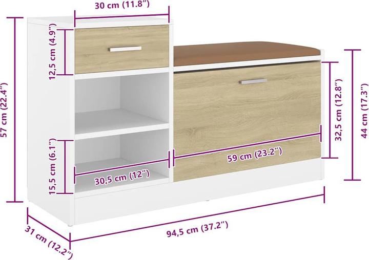 Immagine prodotto vidaXL Calvin (94,5 x 31 x 57 cm)
