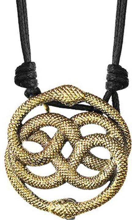 Immagine prodotto Star Piercing Collana nera con ciondolo placcato oro con due serpenti (Ottone)