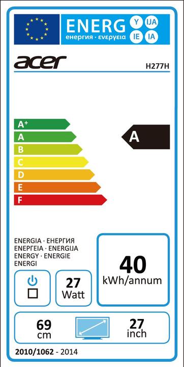 Energie-Label Acer H277Hsmidx (1920 x 1080 Pixel, 27")