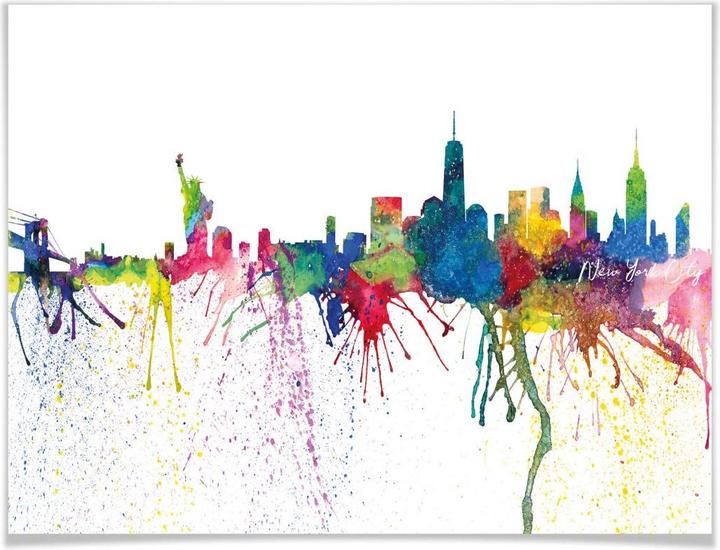 Image du produit Trenddeko Bleichner - New York City Aquarelle Skyline (80 x 100 cm)