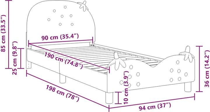 Image du produit vidaXL Modernes Bett (90 x 190 cm)