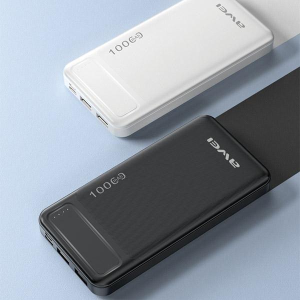 Actual product image Awei PowerBank P5K 10000mAh 2.1A czarny/black 2xUSB (10000 mAh, 37 Wh)