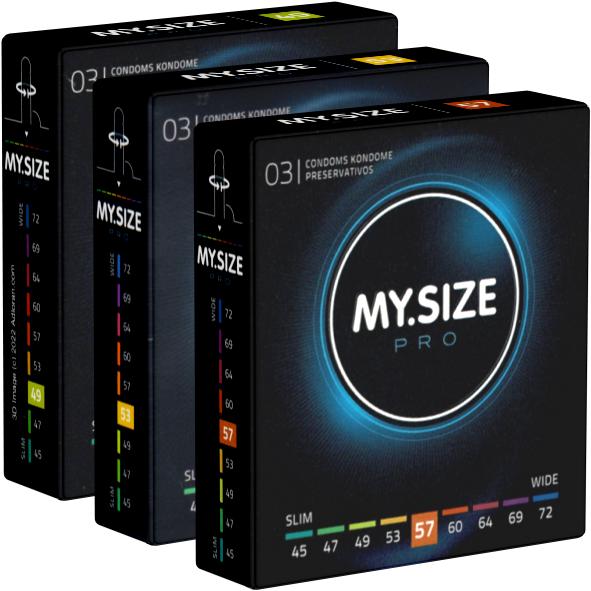 Produktbild My.Size PRO «Probierset M» (49mm, 53mm, 57mm) 3 x 3 Kondome zum Anprobieren und Austesten (9 Stk.)