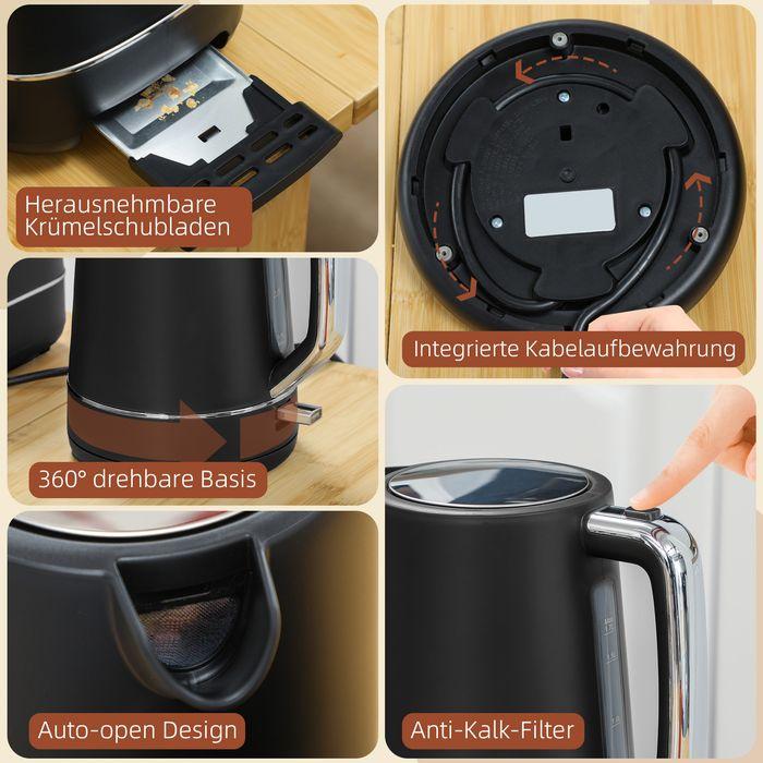 Actual product image Swisshandel24 Wasserkocher Toaster Set Frühstück-Set mit 1,7L Wasserkocher, 2 Scheiben Toaster (1.70 l)