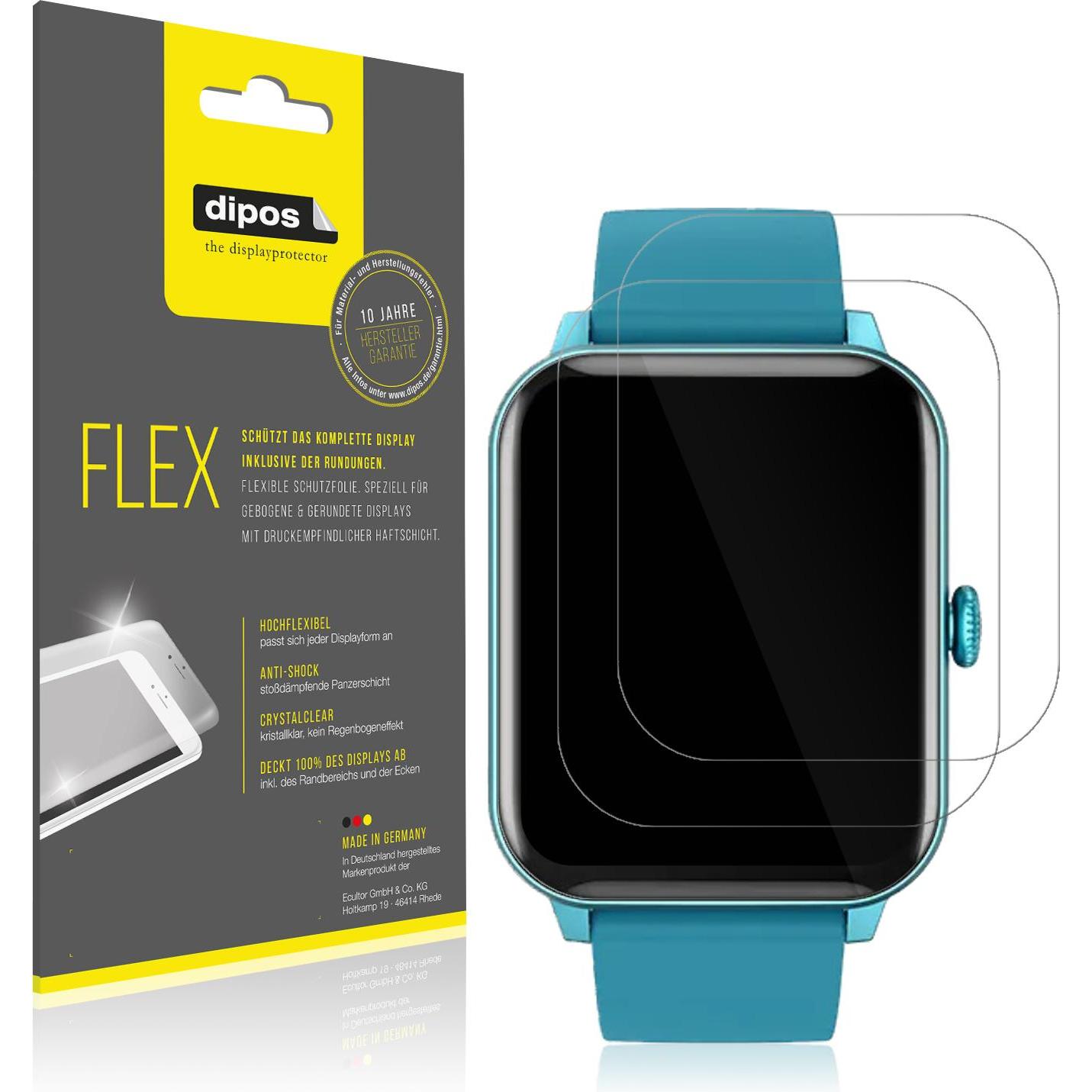 Dipos Displayschutzfolie Full-Cover 3D, Smartwatch Schutzfolie, Transparent