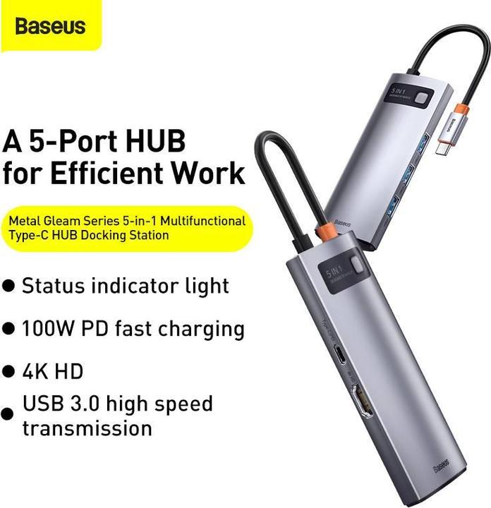 Produktbild Baseus Metal Gelam Series (USB-C, 5 Ports)