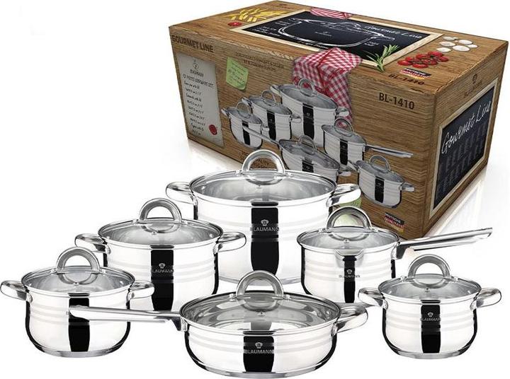 Image du produit Blaumann 12-teiliges Kochgeschirr-Set Gourmet Line Shiny (Ensemble de casseroles et de poêles de cuisson, Acier inoxydable)